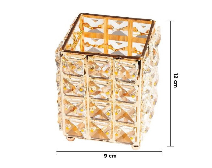 Suport pensule machiaj, Luxorise, Crystal Makeup Organizer, Gold - 2 | YEO