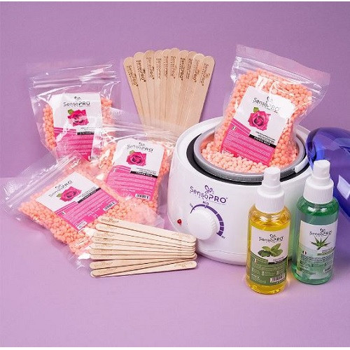 Kit Epilare Profesional, SensoPro Milano, Rosa, Incalzitor, 4 Pachete Ceara, 2 Ulei Epilare, Spatule - 1 | YEO