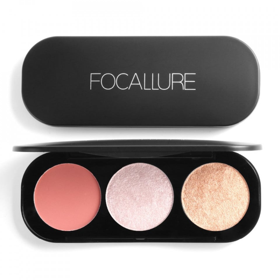 Paleta pudre iluminatoare si bronzer, Focallure Blush & Highlighter 03 - 3 | YEO