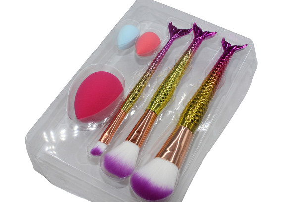 Set aplicatoare machiaj, Makeup, 3 pensule, 3 bureti - 3 | YEO