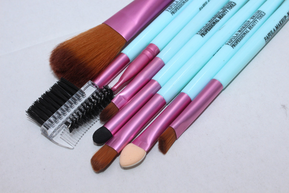 Set Pensule Machiaj, Makeup, 8 pensule, turcoaz - 3 | YEO