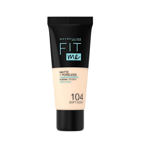 Fond de ten, Maybelline, FIt Me Matte Poreless, 104 Soft Ivory, 30 ml