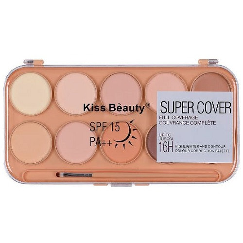 Paleta corectoare iluminator si contur, Kiss Beauty, Super Cover, 02 - 2 | YEO