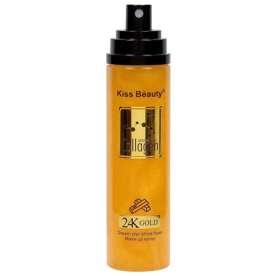 Spray fixator machiaj, Kiss Beauty, Collagen 24K Gold, 110 ml