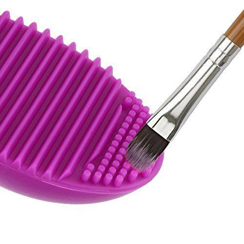 Brush Egg - Accesoriu din silicon pentru curatarea pensulelor de machiaj, Culoarea Mov - 1 | YEO