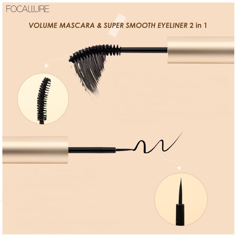 Mascara Focallure Stay Max Waterproof Mascara&Eyeliner 2N1, 01 - 1 | YEO