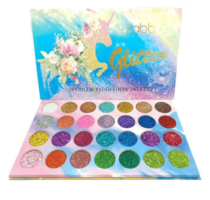 Paleta Glitter, Fabbla, Unicorn, 28 Farduri Stralucitoare - 1 | YEO