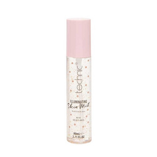 Spray iluminator pentru fixare machiaj, cu particule de aur, Technic, Skin Mist, Gold Flakes, 80 ml