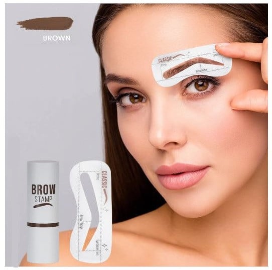 Stampila sprancene, Fit Me, Eyebrow Stamp, 3 Sabloane incluse, Brown - 2 | YEO