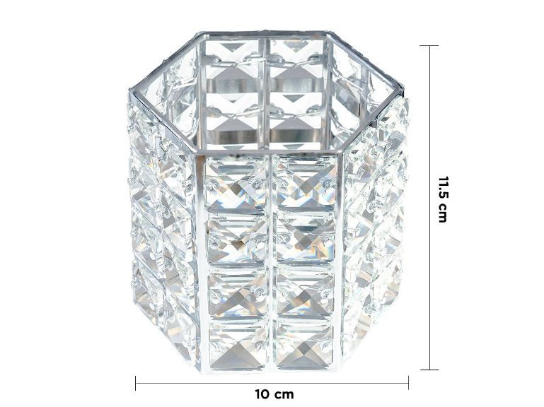 Suport pensule machiaj, Luxorise, Crystal Makeup Holder, Silver - 1 | YEO