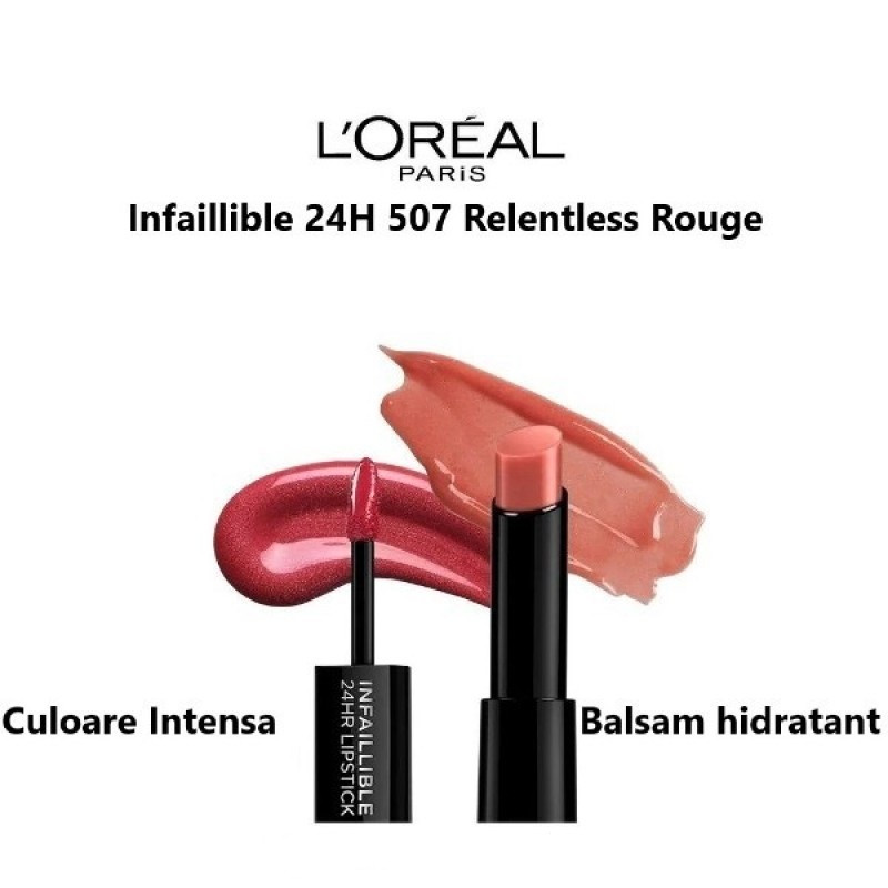Ruj de buze rezistent Loreal cu 2 capete Nuanta 507 Relentless Rouge - 3 | YEO