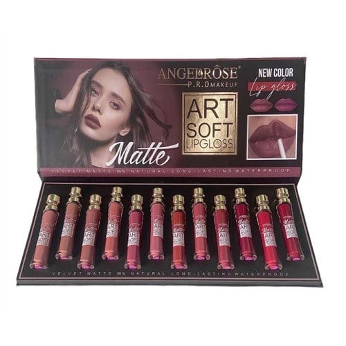 Set 12 Rujuri de Buze Mate si Rezistente, Angel Rose, Art Soft Waterproof, Natural Velvet Matte