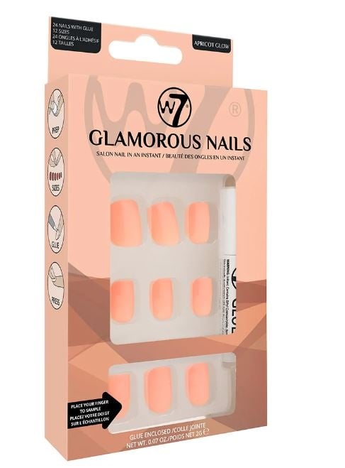 Set Unghii False, W7, Glamorous Nails, Apricot Glow, 24 Bucati, Lipici inclus - 1 | YEO