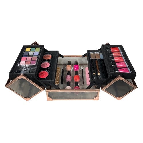 Geanta Machiaj cu Produse Cosmetice, Technic, Beauty Case, Black & Rose Gold - 2 | YEO