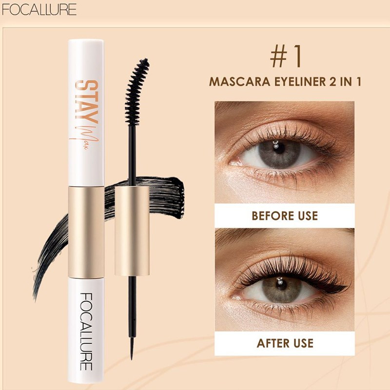 Mascara Focallure Stay Max Waterproof Mascara&Eyeliner 2N1, 01 - 3 | YEO