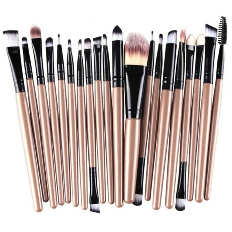 Set 20 pensule machiaj Makeup, Nude, Husa depozitare inclusa - 1 | YEO