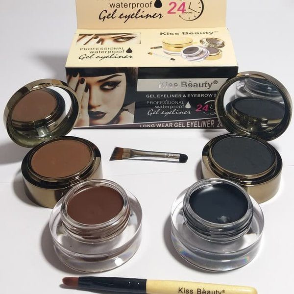 Set tus eyeliner gel + fard sprancene Kiss Beauty eyebrow&eyeliner gel - 3 | YEO