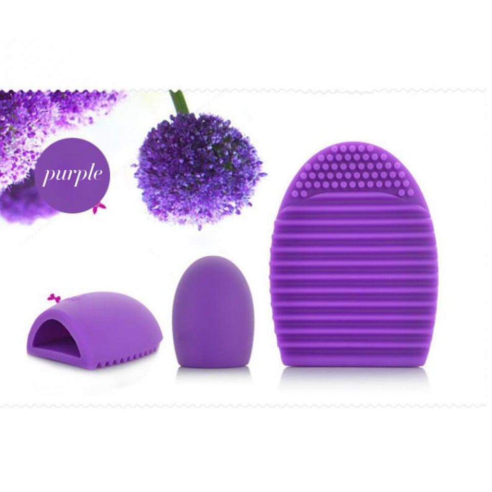 Brush Egg - Accesoriu din silicon pentru curatarea pensulelor de machiaj, Culoarea Mov - 3 | YEO