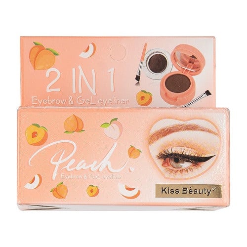 Kit fard sprancene si tus gel, Kiss Beauty, Peach, Eyebrow & Gel Eyeliner, 2 Pensule aplicare incluse - 2 | YEO