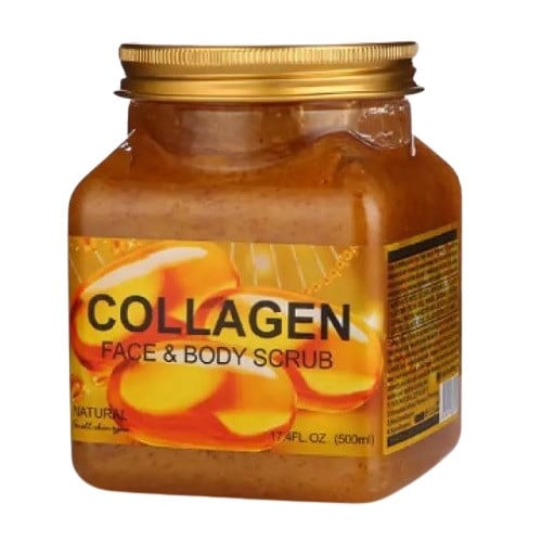 Scrub Natural pentru Fata si Corp, Wokali, Collagen Face & Body, 350 ml