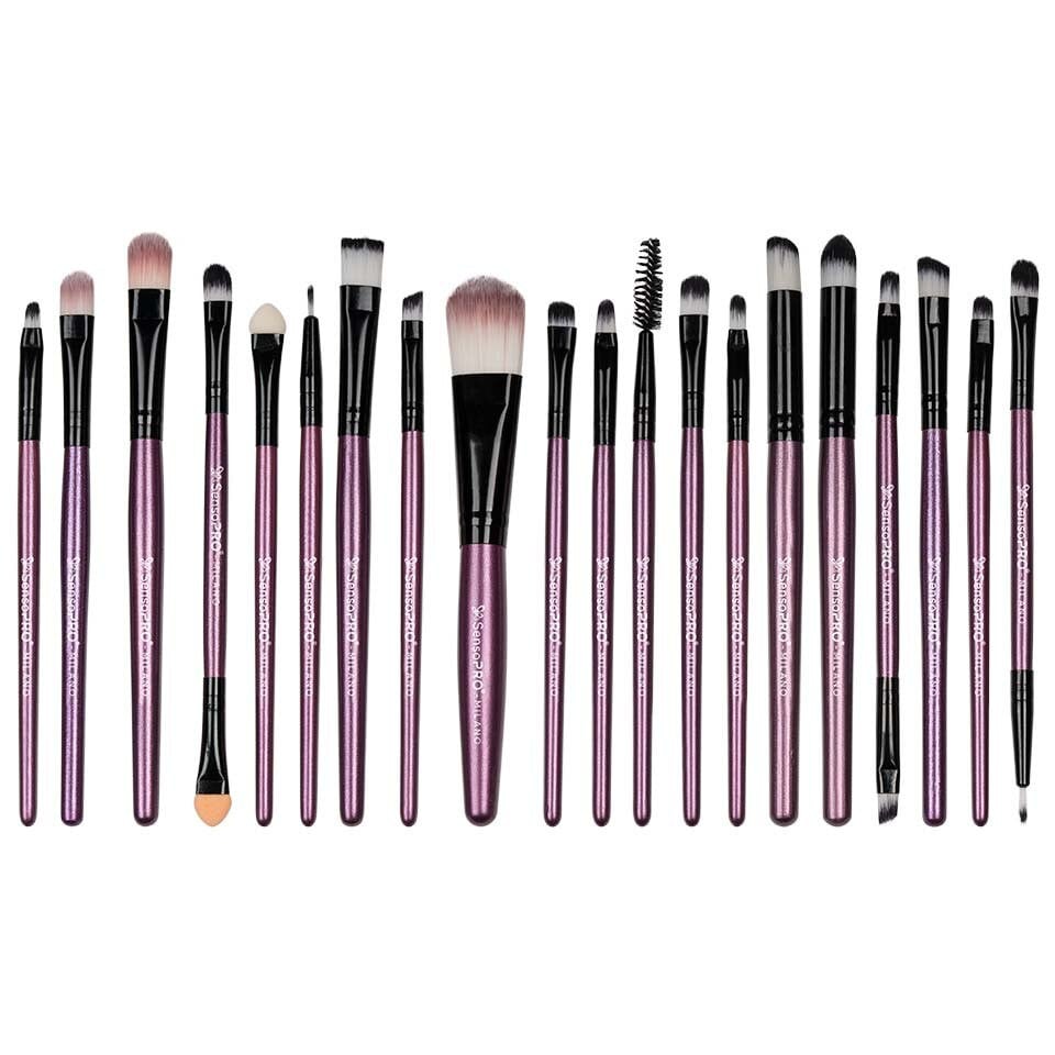 Set 20 pensule machiaj Mauve Brushes, Husa depozitare inclusa - 1 | YEO