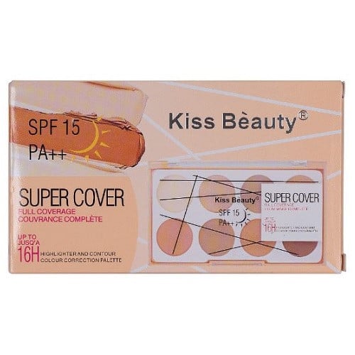 Paleta corectoare iluminator si contur, Kiss Beauty, Super Cover, Mini, 01 - 2 | YEO