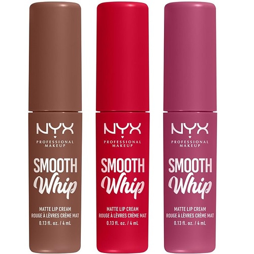 Set 3 Rujuri de buze lichide, NYX, Smooth Whip Matte Lip Trio, 3 x 4 ml - 2 | YEO