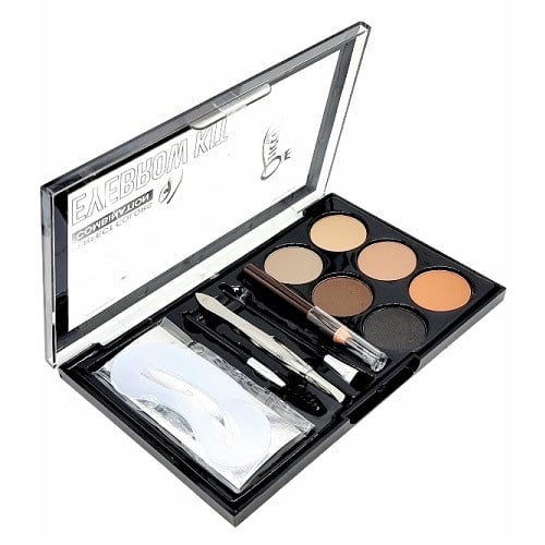 Set Stilizare Sprancene, Mini Queen, Eyebrow Kit, 6 Farduri Sprancene, 3 Sabloane, 2 Pensule, Creion, Penseta - 1 | YEO