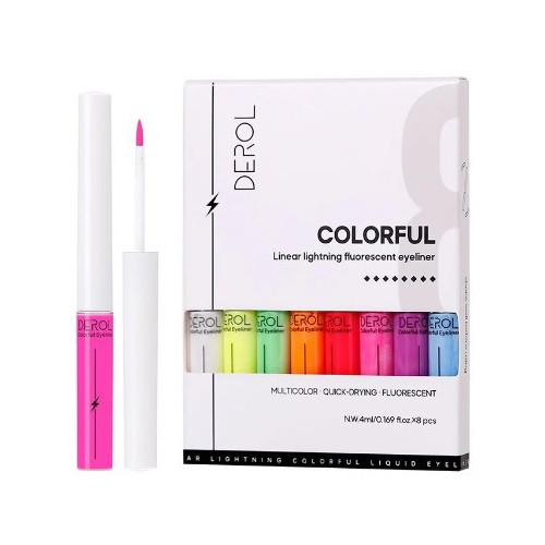 Set Tus Lichid Colorat, Derol, Colorful Fluorescent Eyeliner, 8 Tusuri Ochi - 3 | YEO