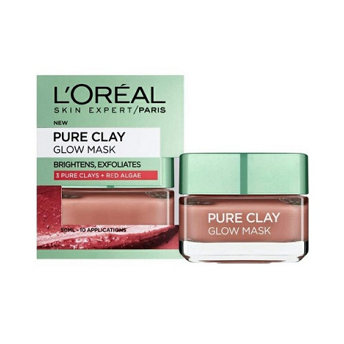 Masca de fata exfolianta pentru netezirea tenului, Loreal, Pure Clay Mask, Red Algae, 50 ml