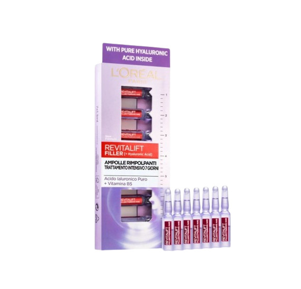 Set Fiole Antirid, Loreal, Revitalift Filler, Hyaluronic Acid, 7 Bucati