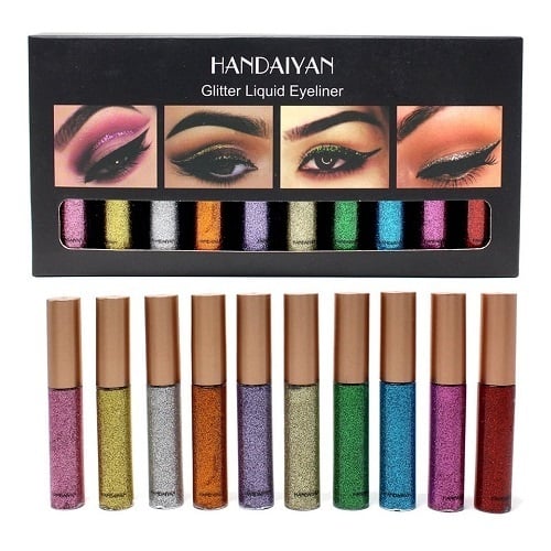 Set 10 Tusuri de Ochi Colorate, Handaiyan, Glitter Eyeliner, 10 x 5 ml