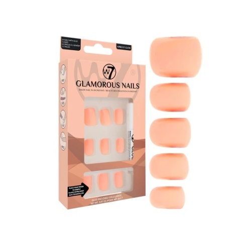 Set Unghii False, W7, Glamorous Nails, Apricot Glow, 24 Bucati, Lipici inclus