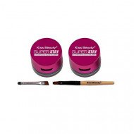 Kit Sprancene, Kiss Beauty, Super Stay 24H, 2 Gel Sprancene, 2 Fard Sprancene, Pensula, Black-Brown