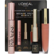 Set Machiaj 3 Produse, Loreal, Mascara, Tus de ochi si Ruj de buze