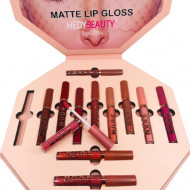 Set Rujuri de Buze Hedy Beauty Nude Mattes Lip Gloss, 12 Nuante
