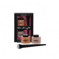 Kit machiaj pudra iluminatoare,pudra bronzanta,pensula aplicare Technic Glow All Night