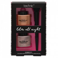 Kit machiaj pudra iluminatoare,pudra bronzanta,pensula aplicare Technic Glow All Night