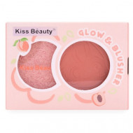 Paleta Iluminator si Fard Obraz, Kiss Beauty Glow Blush, 02, 8 g