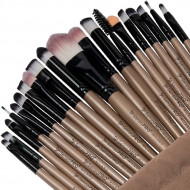 Set 20 pensule machiaj Makeup, Nude, Husa depozitare inclusa