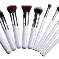 Set 10 pensule machiaj kabuki white + husa depozitare