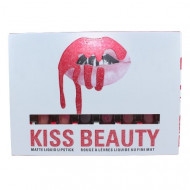 Set 6 rujuri de buze, Kiss Beauty, Matte Liquid Lipstick, A