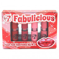 Set 4 rujuri de buze, W7, Fabulicious, Four Fab Lipsticks