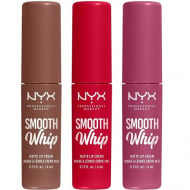 Set 3 Rujuri de buze lichide, NYX, Smooth Whip Matte Lip Trio, 3 x 4 ml