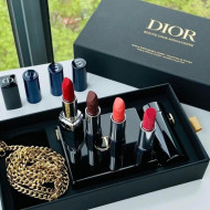 Set 4 Ruj de buze, Dior, Rouge Dior Minaudiere, Limited Edition Clutch & Lipstick Set, Geanta inclusa