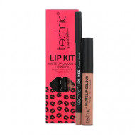 Set ruj de buze si creion contur Technic Lip Kit Matte Nuanta Barely There