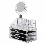 Suport Organizator Cosmetice, Makeup, Oglinda, 3 Sertare, 16 Compartimente