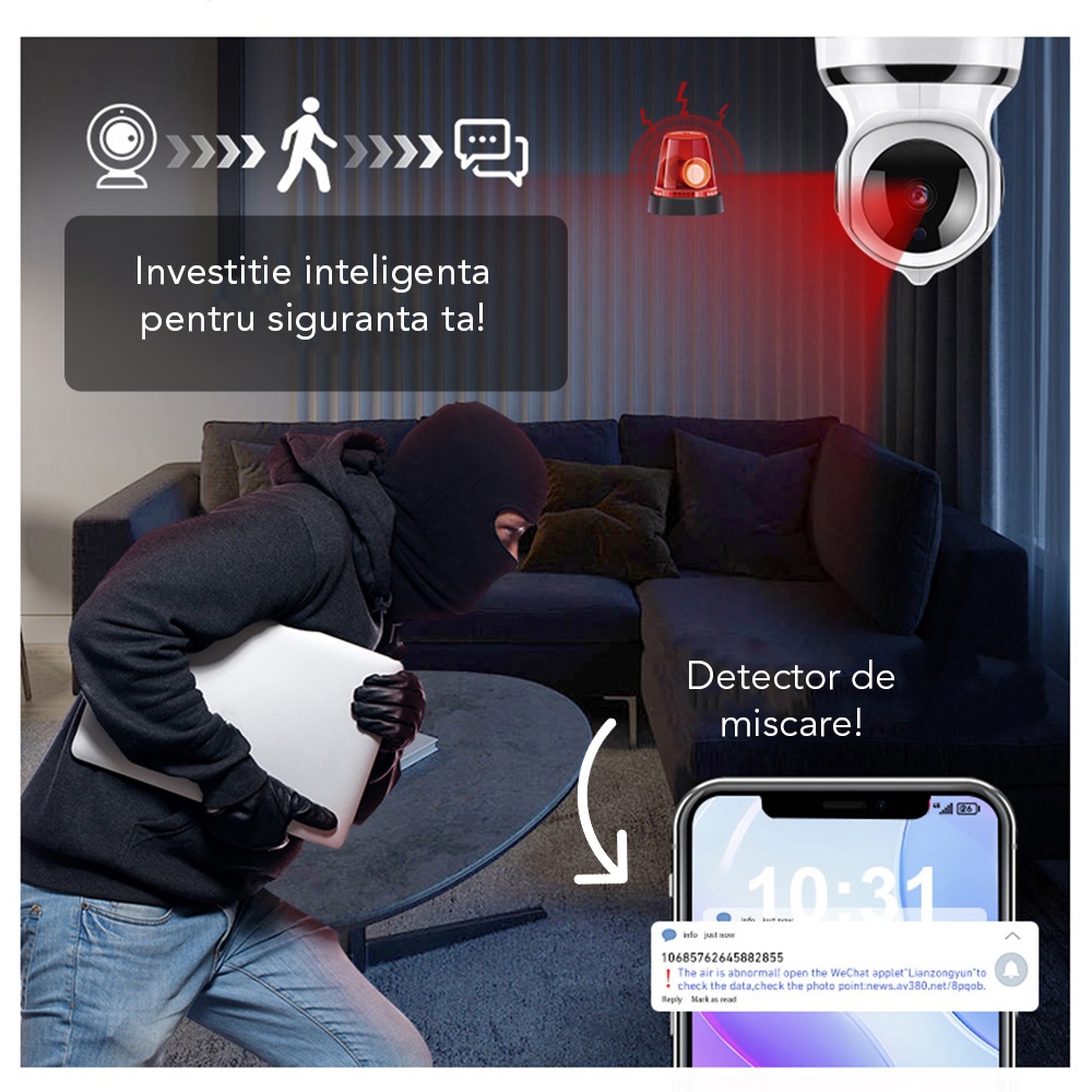 Camera de supraveghere smart Techsuit din ABS - Moboid.ro