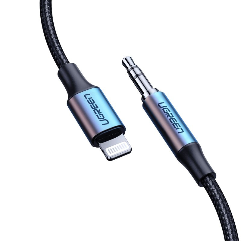 Cablu audio (70509) Lightning la Jack 3.5mm, MFi Certified & invelis din Aluminiu, 1m, Ugreen - Negru
