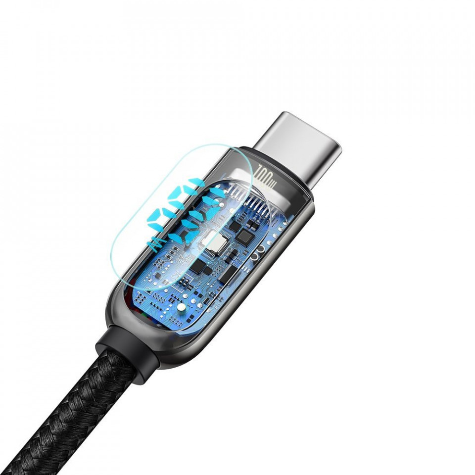 Cablu de date Type-C la Type-C, 100W, 1m, Baseus Display (CATSK-B01) - Negru - 1 | YEO
